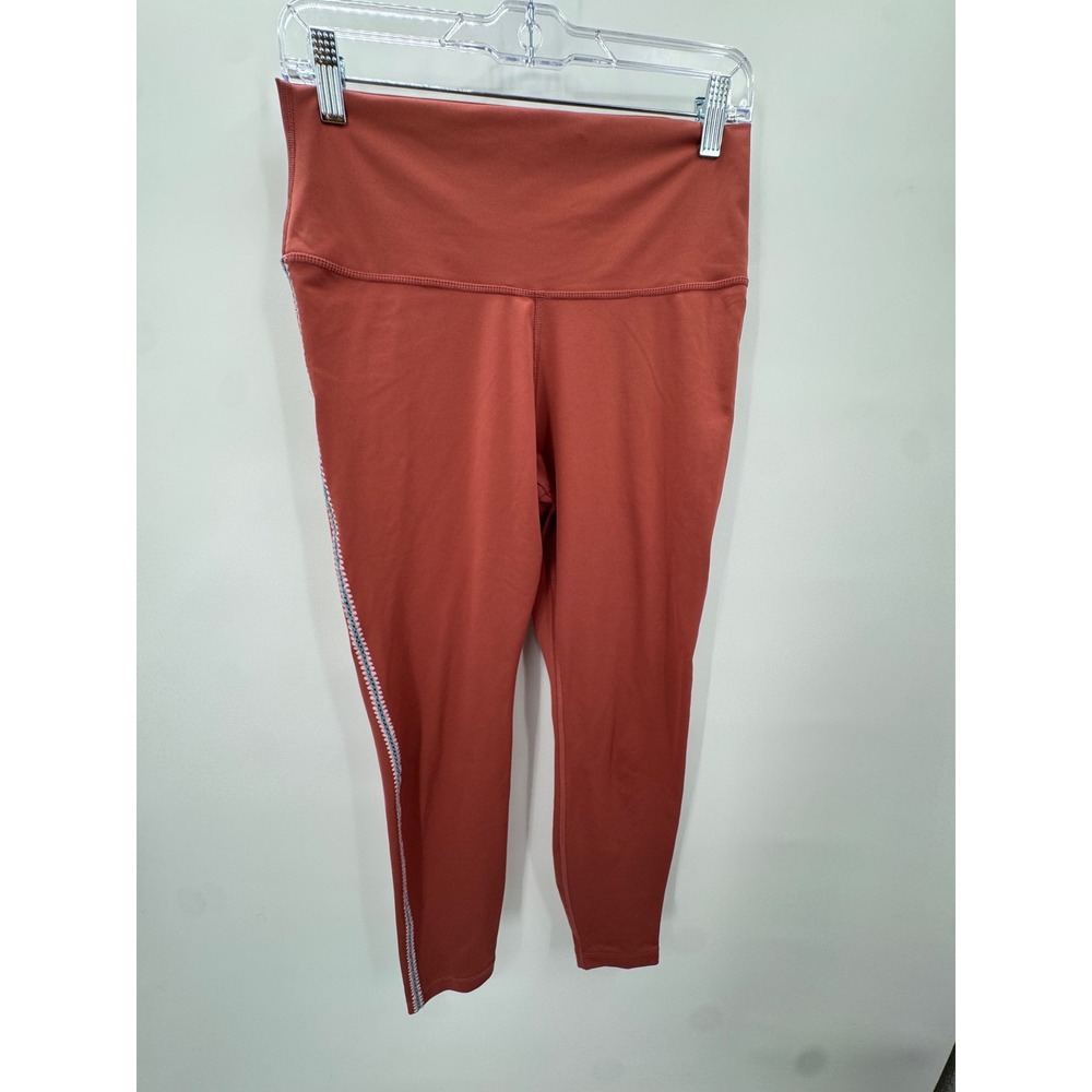 Nike Dri-FIT Womens High Waisted Leggings Rust Terracotta Embroidered Trim Large